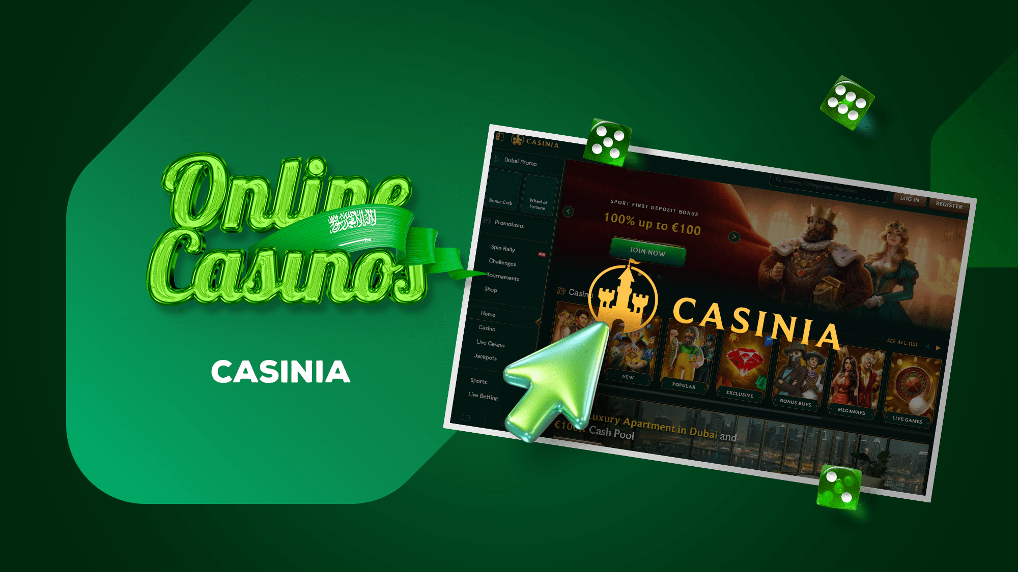 The Casinia brand offers casino games and sports betting