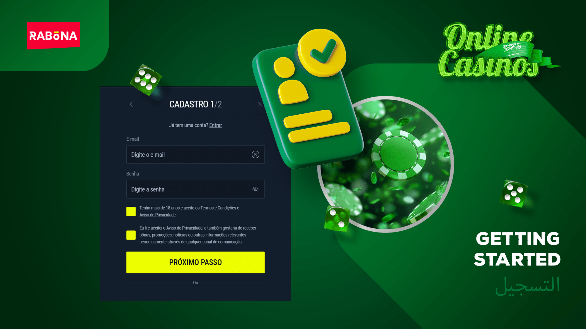 Sign up easily and start playing at Rabona online casino